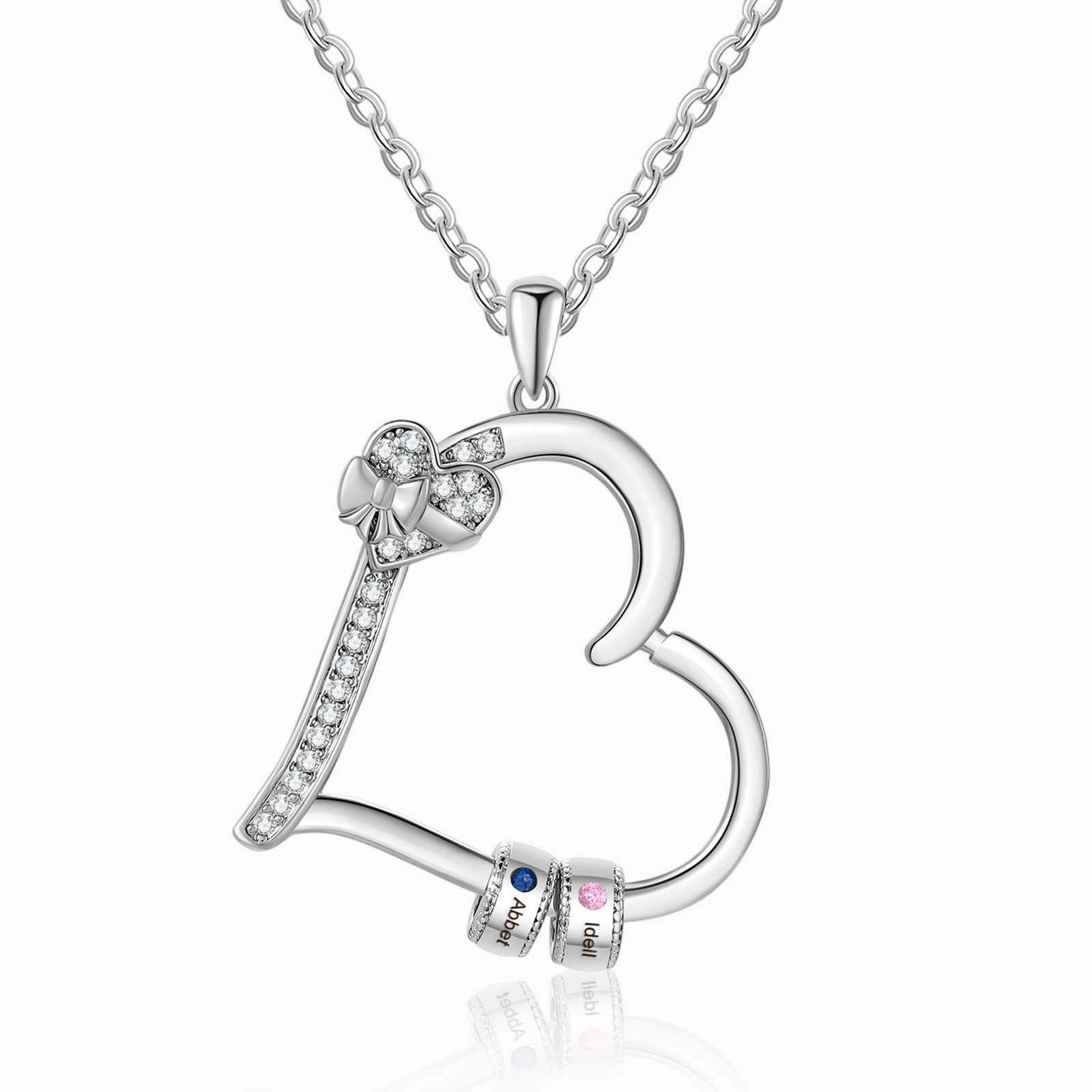 Collier Coeur Personnalisé 2-5 Prénoms et Pierres de Naissance Collier Femme｜Jessemade