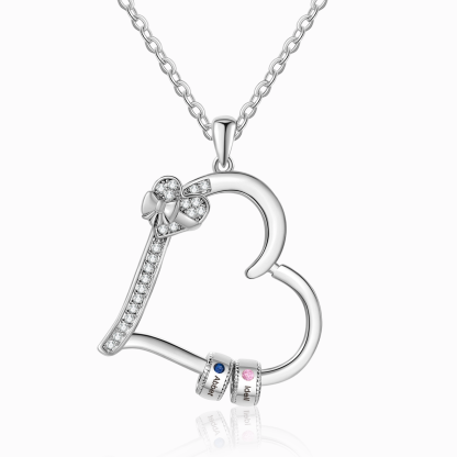 Collier Coeur Personnalisé 2-5 Prénoms et Pierres de Naissance Collier Femme｜Jessemade