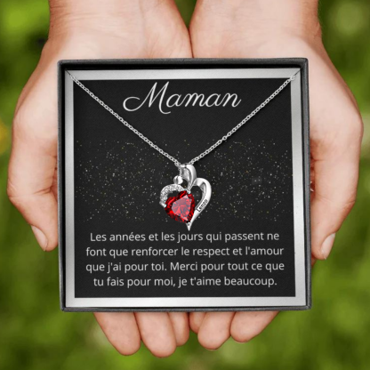 Jessemade FR Maman-Collier coeur 1 Prénoms Personnalisés avec pierre de naissance