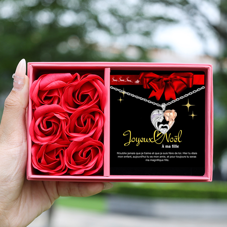 À ma Fille - Collier Mère et Fille Cœur pour Noël