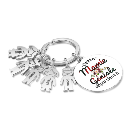 À Ma Mamie - 1-5 Noms Porte-Clés Personnalisés Avec Breloques Enfants