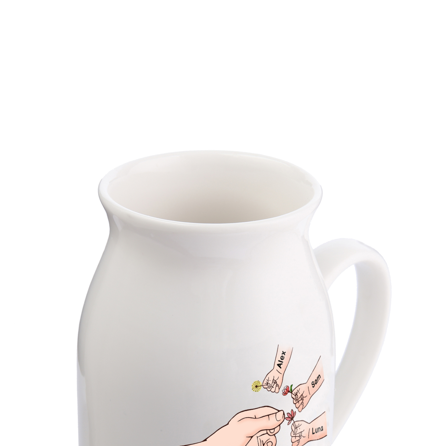 Vase à Fleurs Mains et Enfants 6 Prénoms Personnalisés Décoration de la Maison