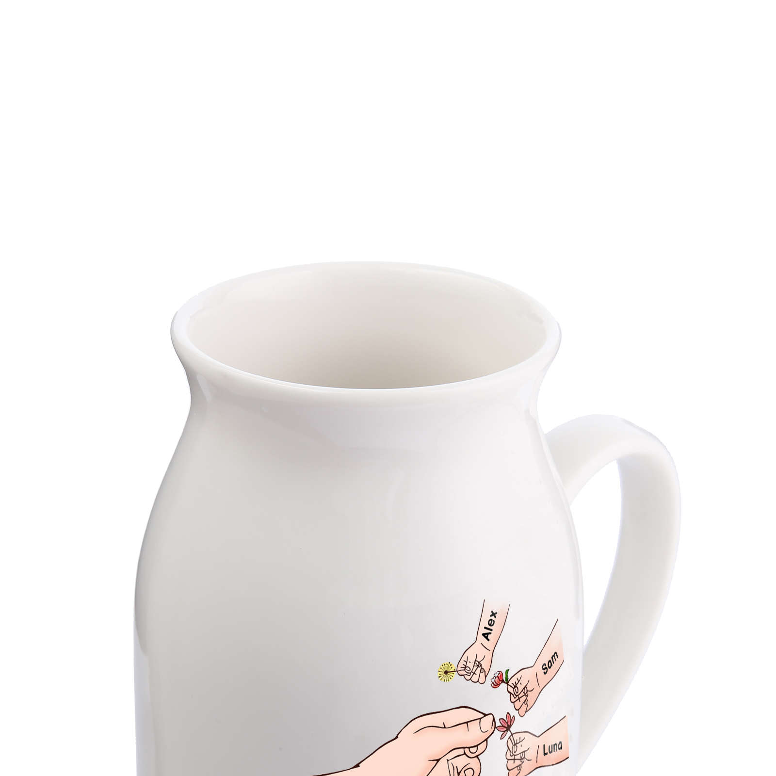 Vase à Fleurs Mains et Enfants 6 Prénoms Personnalisés Décoration de la Maison