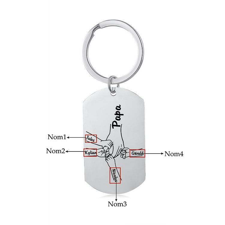 À mon Papa - 1-5 Noms Porte-Clés la main dans la main Personnalisés