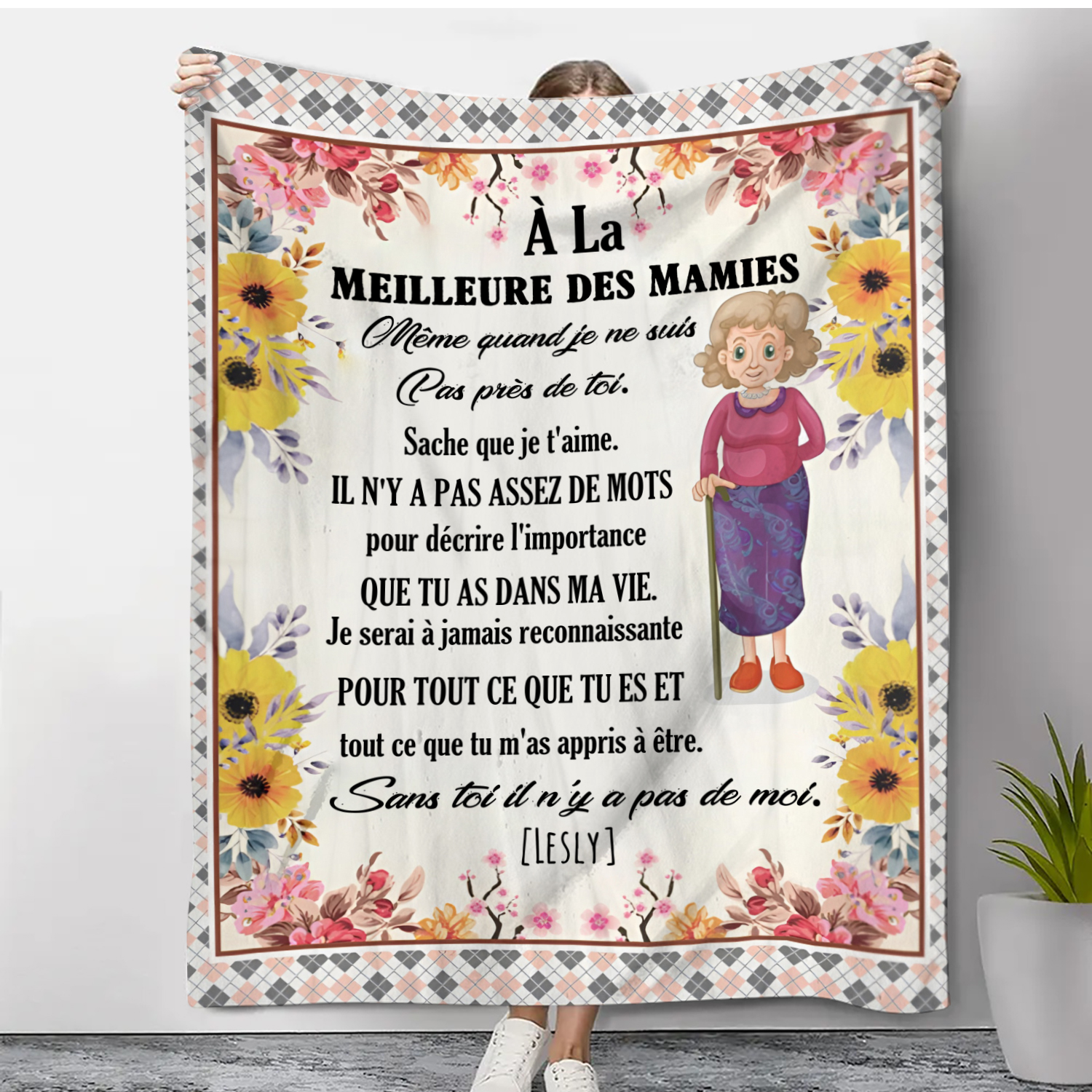 À ma Mamie - Couverture Plaids Polaire 1 Prénom Personnalisé