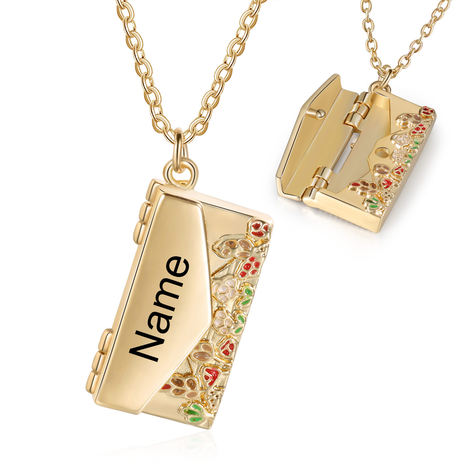 Collier Enveloppe 1 Prénom Personnalisé Collier Pendentif