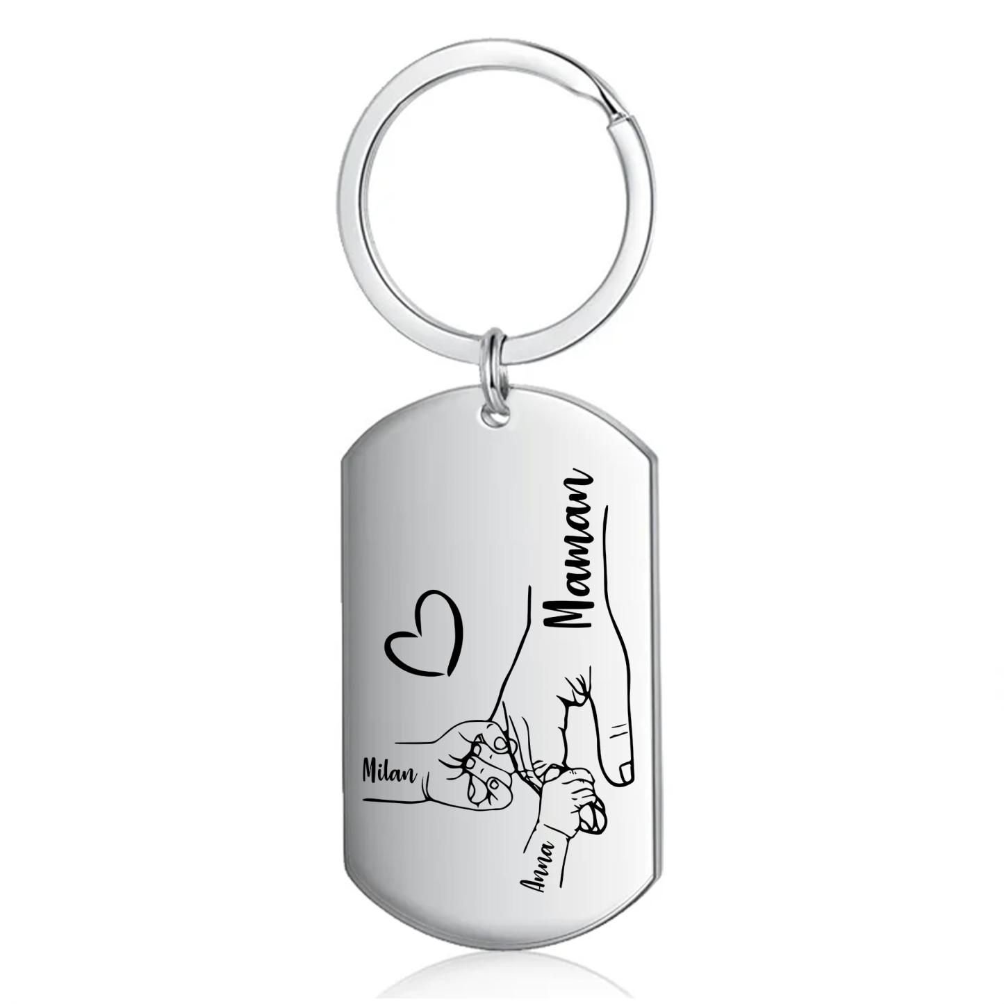 À ma Maman - Porte-Clés 1-4 Prénoms Personnalisés Porte-Clés la lain dans la main