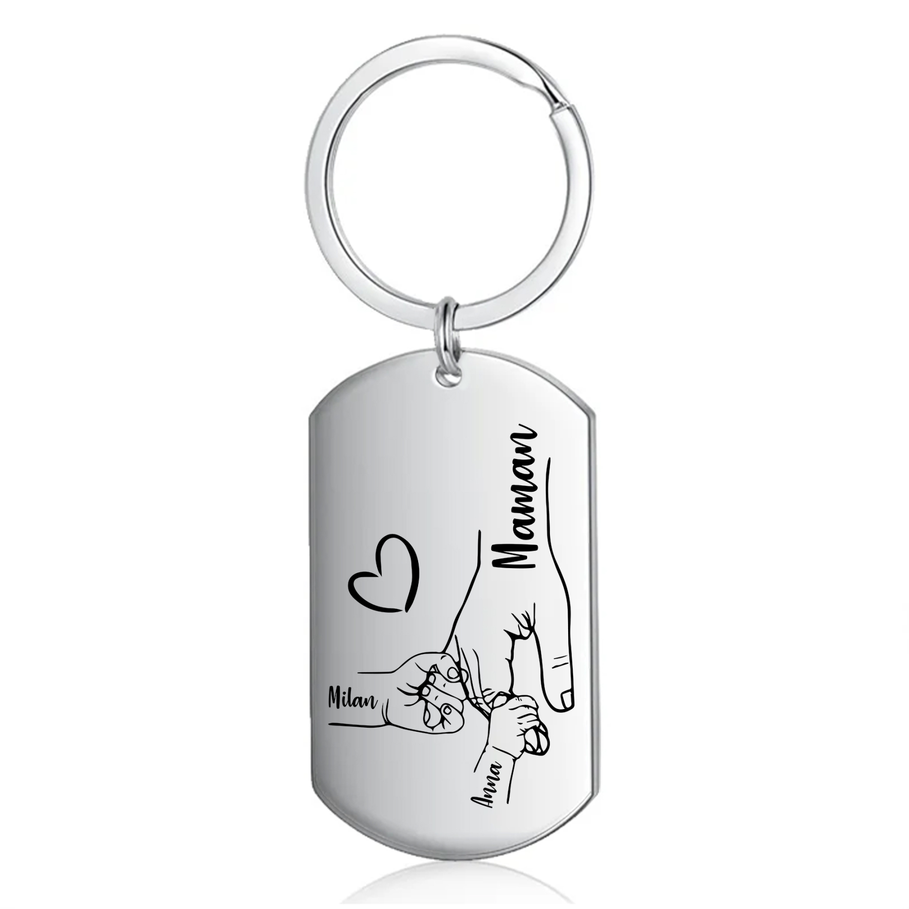 À ma Maman - Porte-Clés 1-4 Prénoms Personnalisés Porte-Clés la lain dans la main