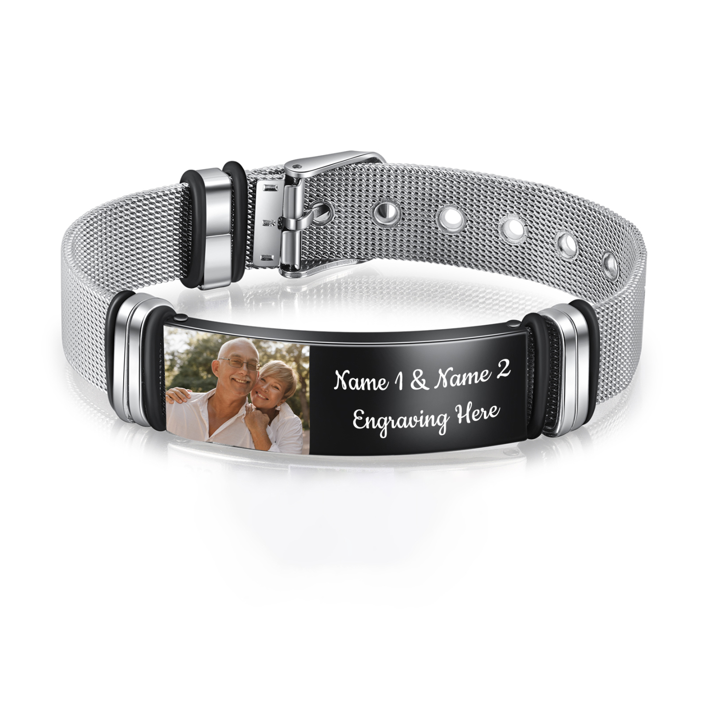Bracelet 2 Prénoms Personnalisé texte avec photo