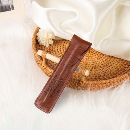 Porte-Stylo en Cuir PU Prénom Personnalisé avec un stylo