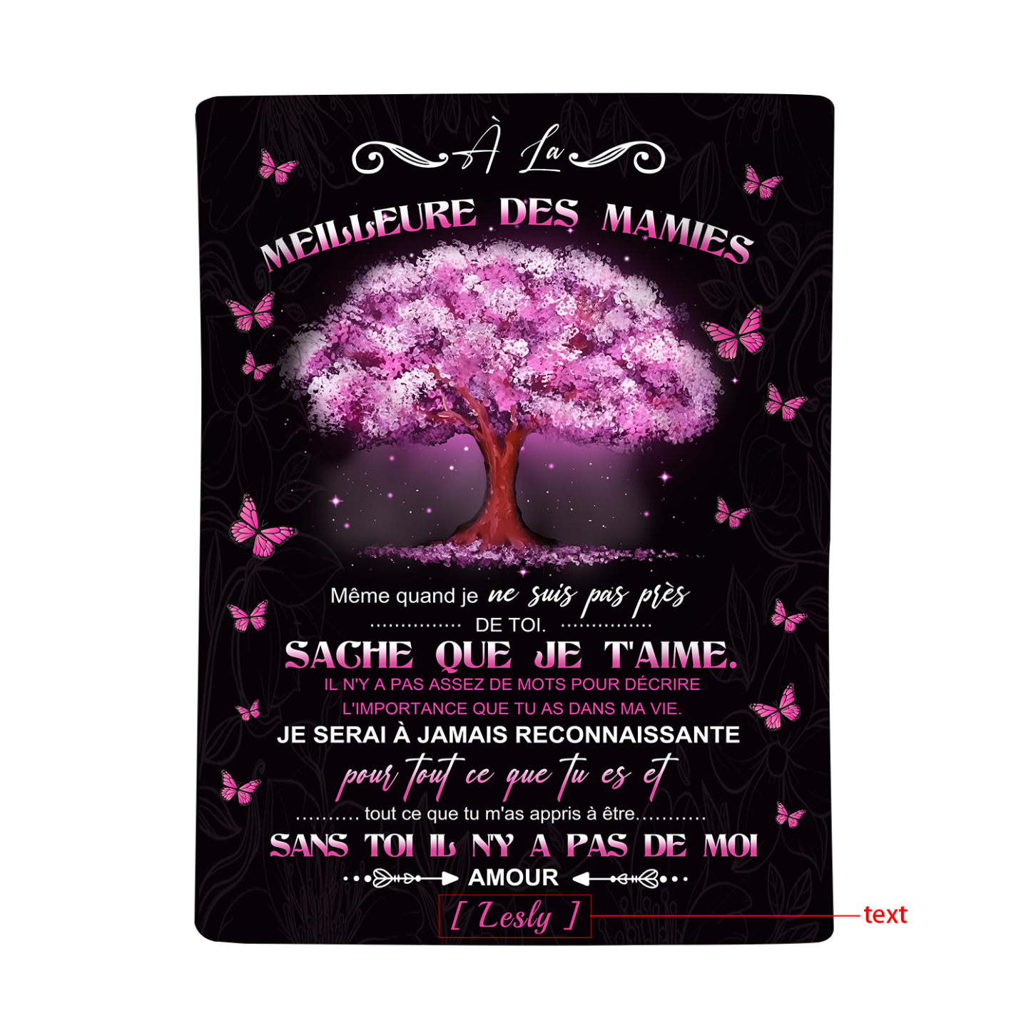 À ma Mamie - Couverture Plaids Polaire 1 Prénom Personnalisé