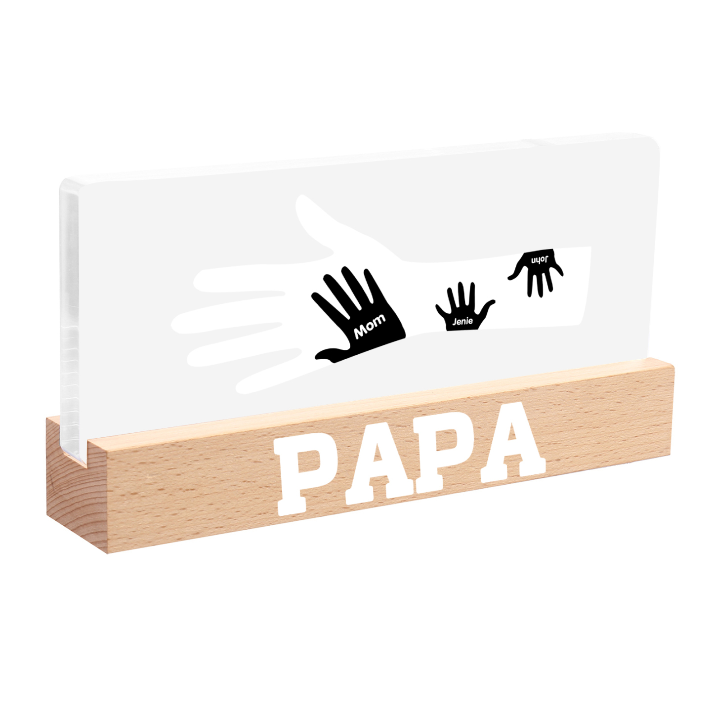 À Papa/Maman- Lampe de chevet LED Mains 3 Prénoms Personnalisés avec Texte pour Famille
