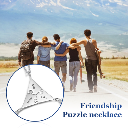 Collier d'amitié 3 pièces de puzzle 3 Prénoms