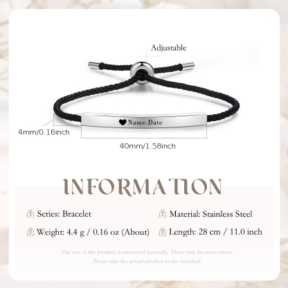Bracelet 1 Prénom et Date Personnalisés pour Couple