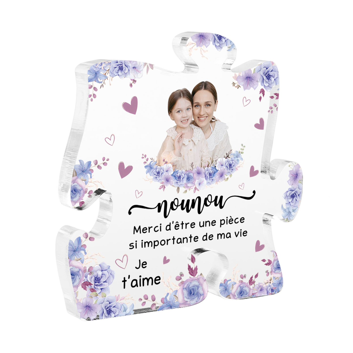 À ma Nounou - Plaque Acrylique en forme de Puzzle Photo Personnalisée pour Femme