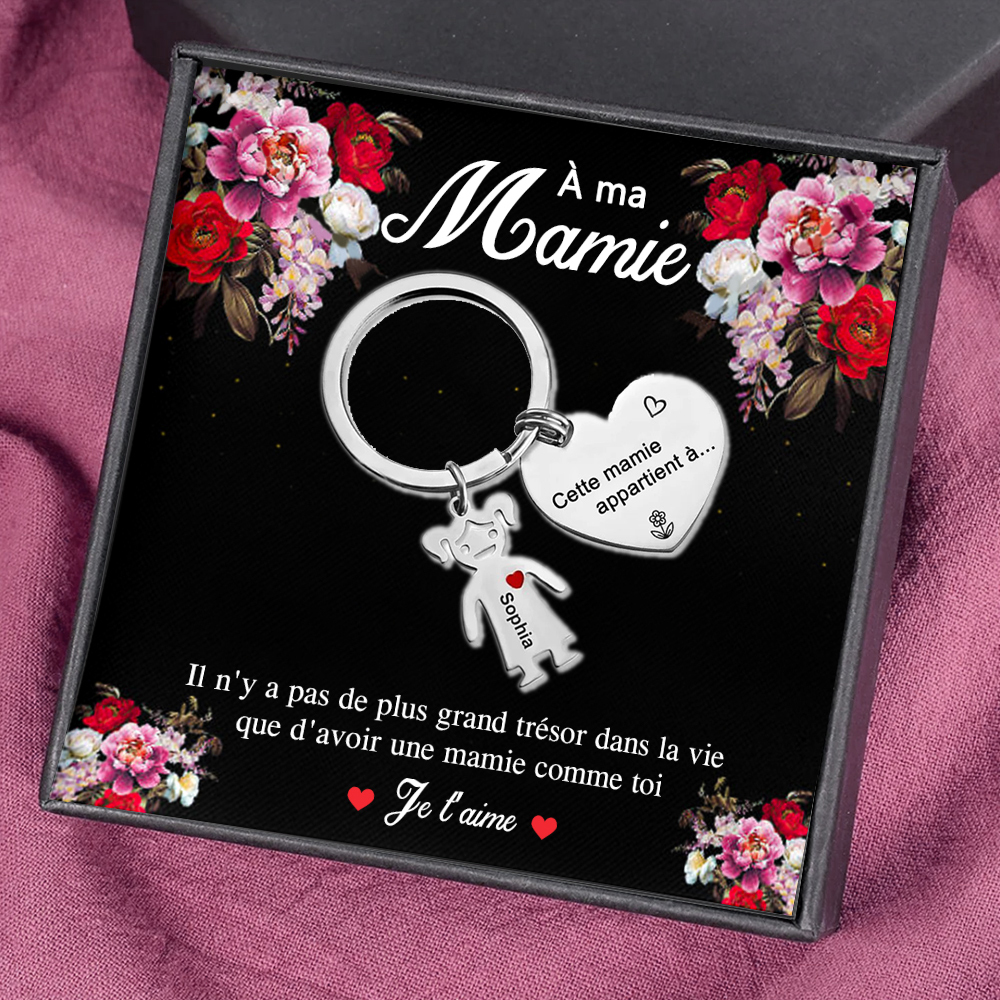 À Ma Mamie - Porte-Clés 1 Prénom Personnalisé Avec Breloques 1 Enfant