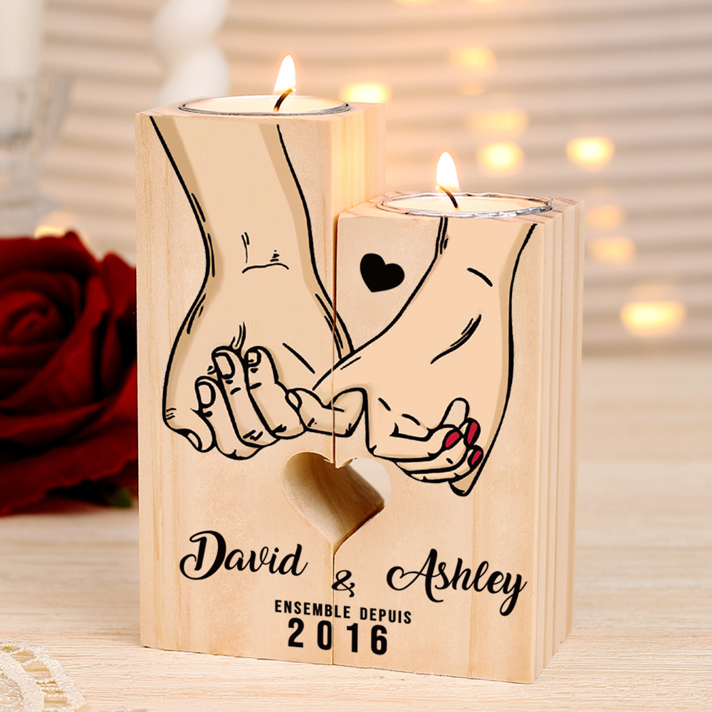 Jessemade FR Bougeoirs en Bois promesse pinky sans bougie