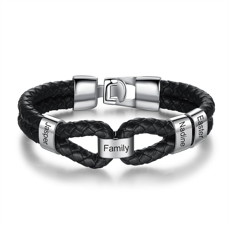 À mon Papa - 1-7 Noms Bracelet Cuir tressé Personnalisés Homme