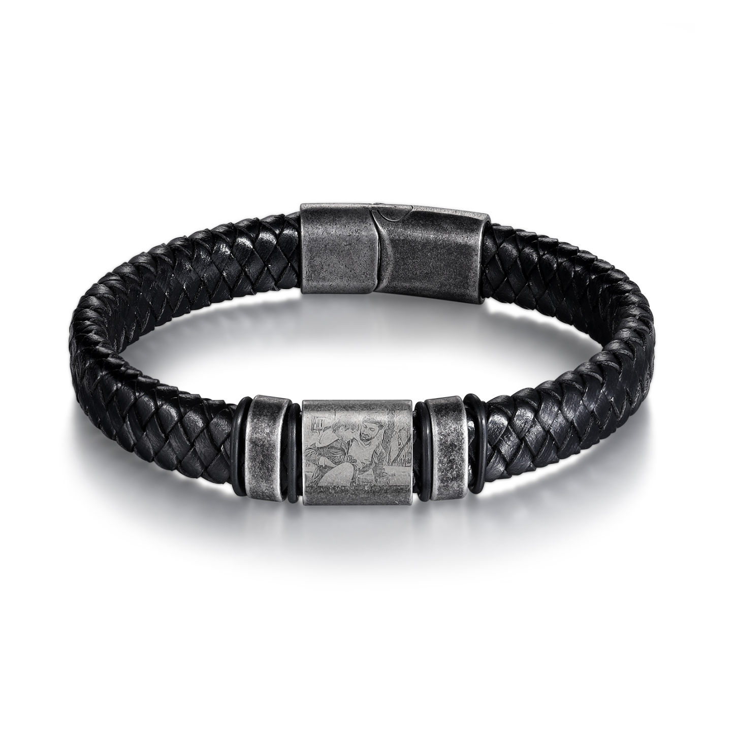 Bracelet Photo Personnalisé avec 2 Prénoms gravés pour Homme｜Jessemade