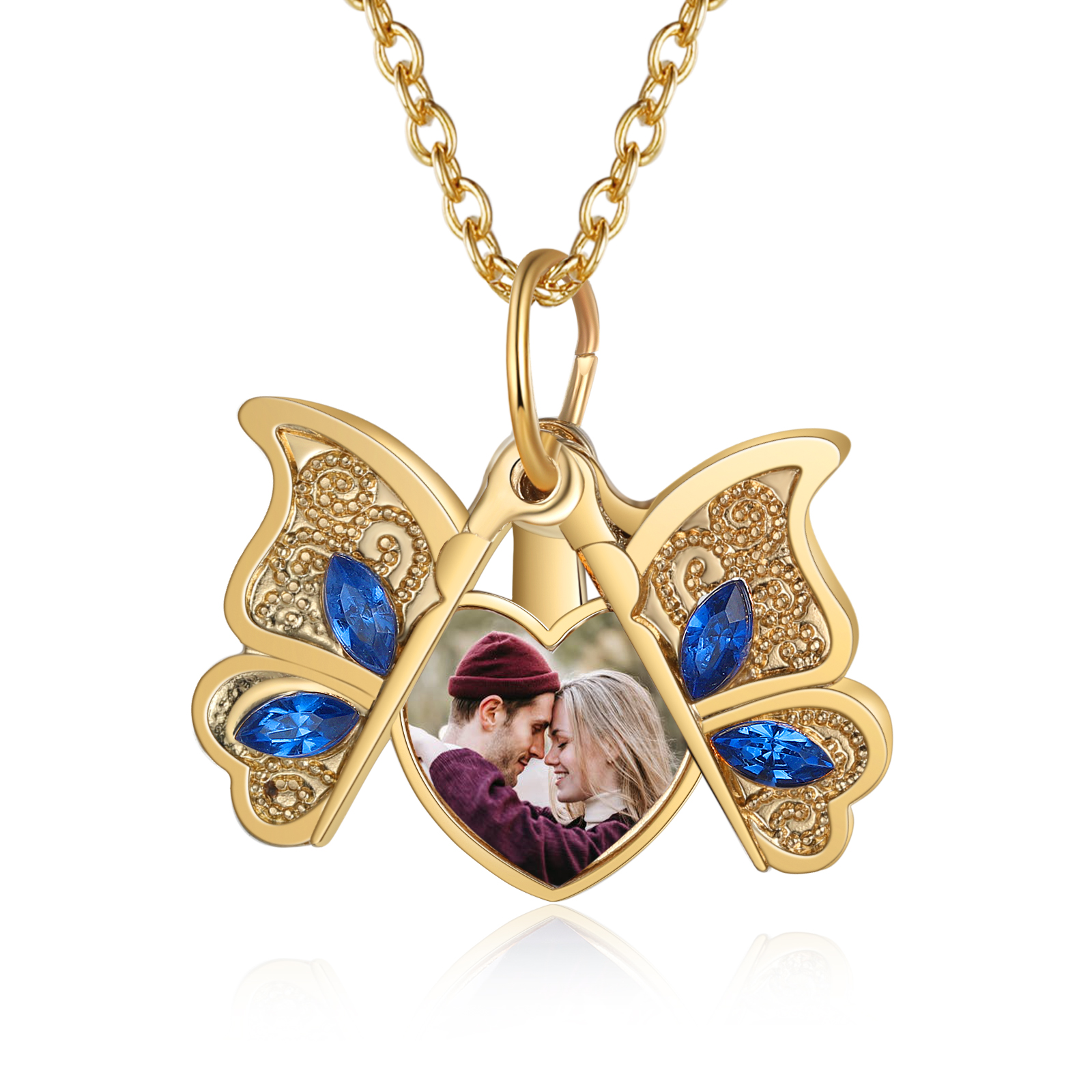 Collier ouvert Papillon photo Personnalisée Pendentif