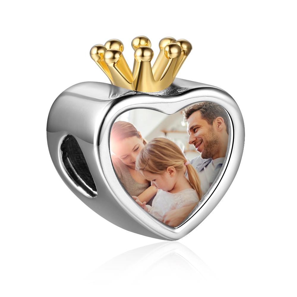 Charm Photo Personnalisé Cœur en Argent 925