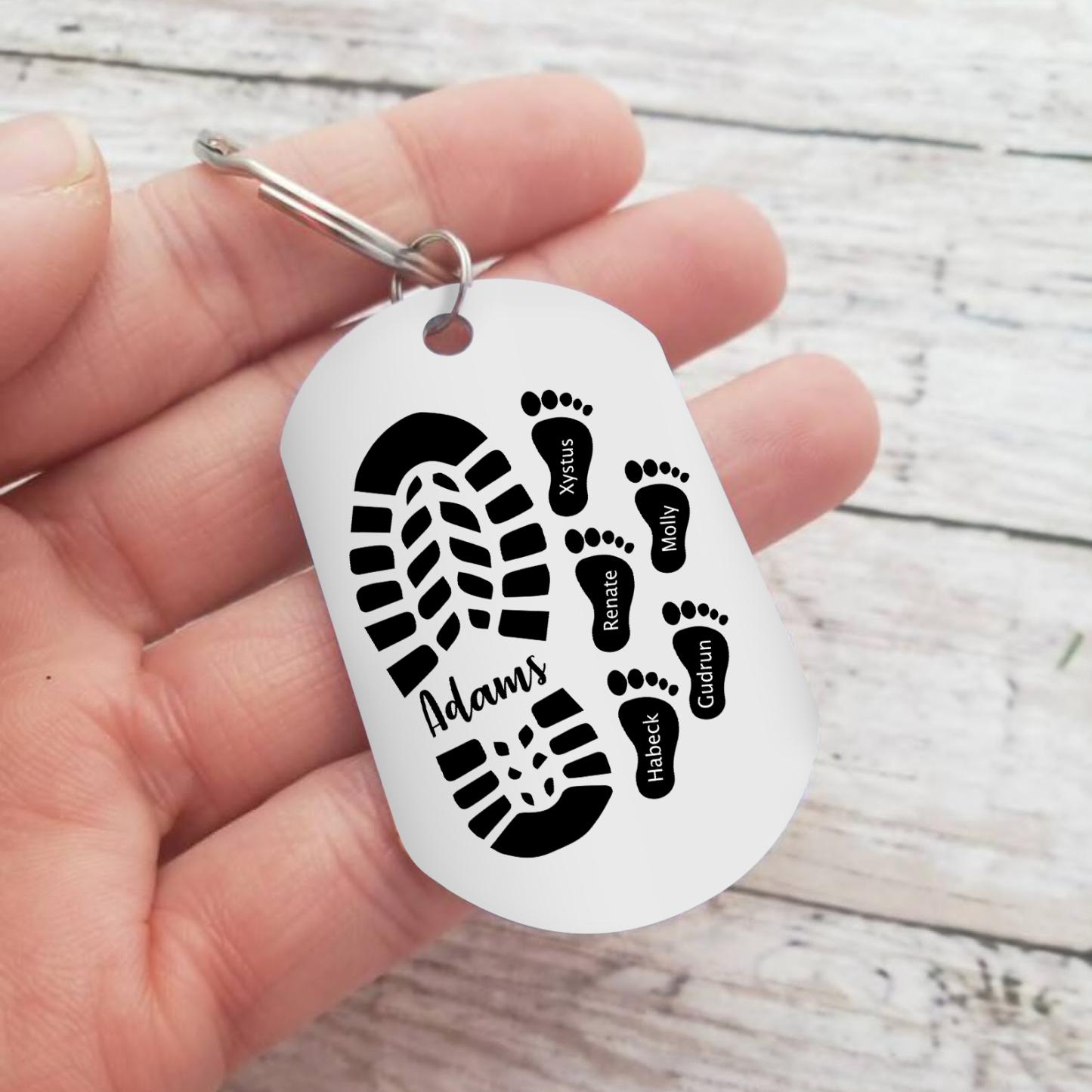 À Papa/Papi - Porte-Clés Pieds Bébé 6 Prénoms Personnalisés avec Photo pour Famille
