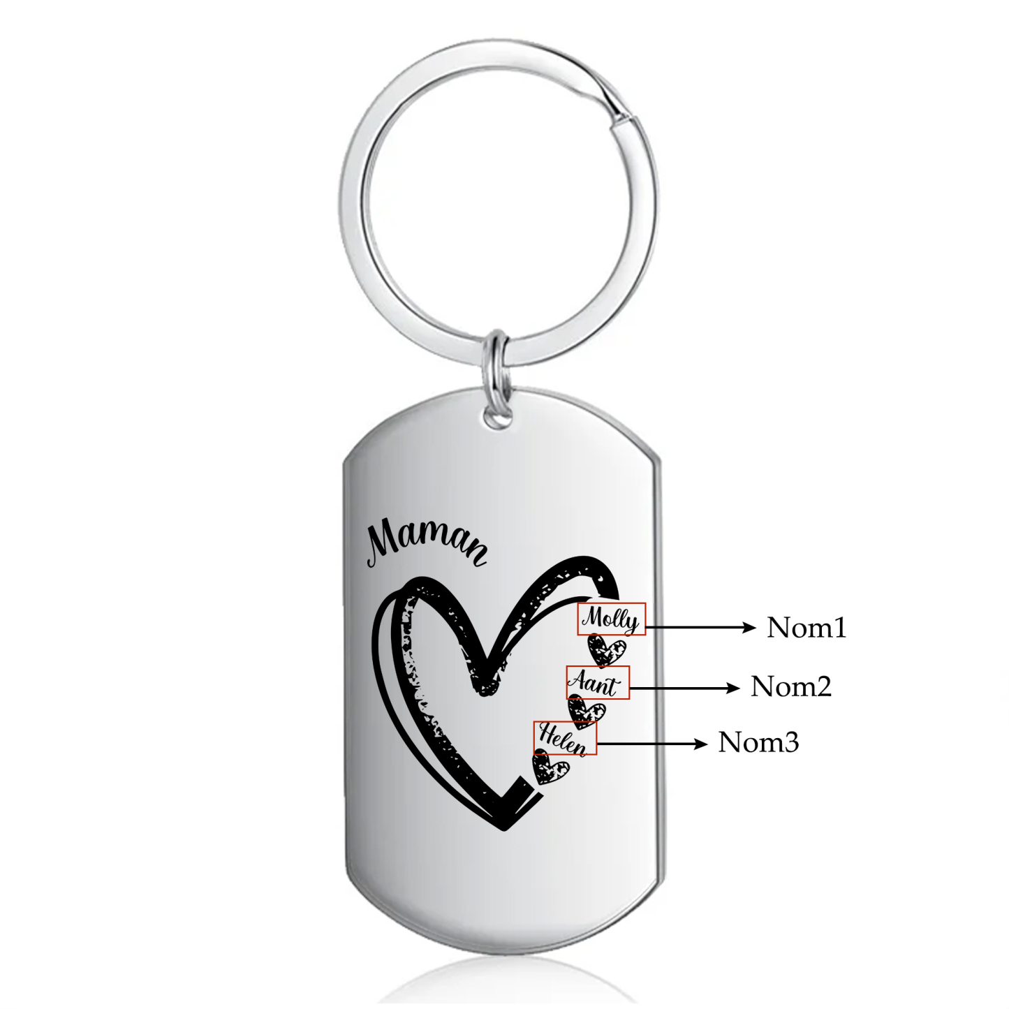 À Ma Maman - Porte-Clés Cœur 2-7 Noms Personnalisés