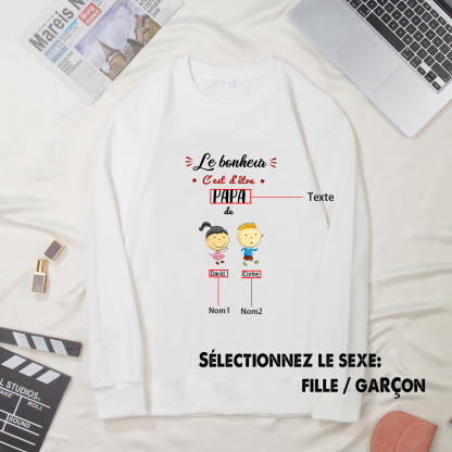 Sweat-Shirt 2 Enfants 2 Prénoms Personnalisés avec Texte