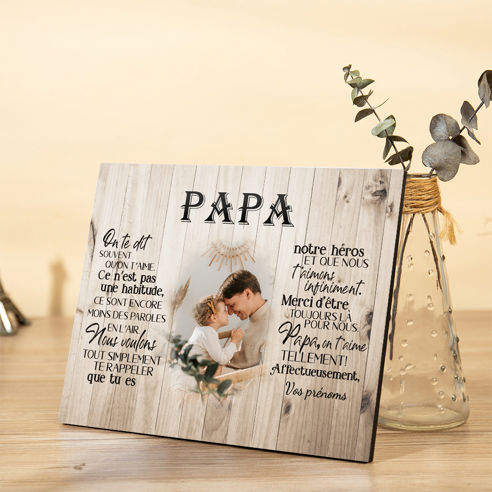 PAPA - Cadre en bois personnalisé texte avec photo | Cadeau Fête des Pères | Jessemade