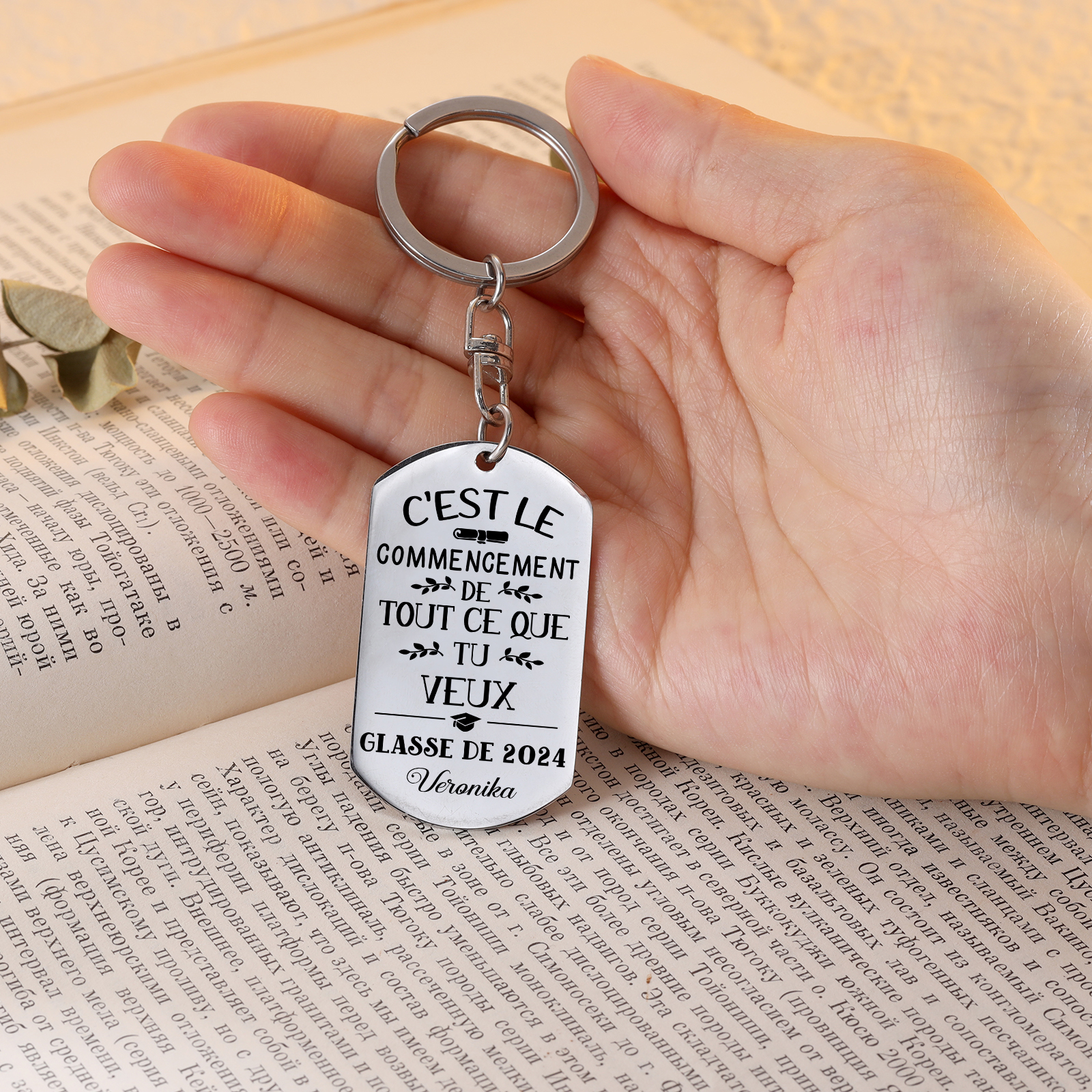 Diplômé 2024 Porte-Clés 1 Prénom et Photo Personnalisé  Cadeau pour fêter un Diplômé 