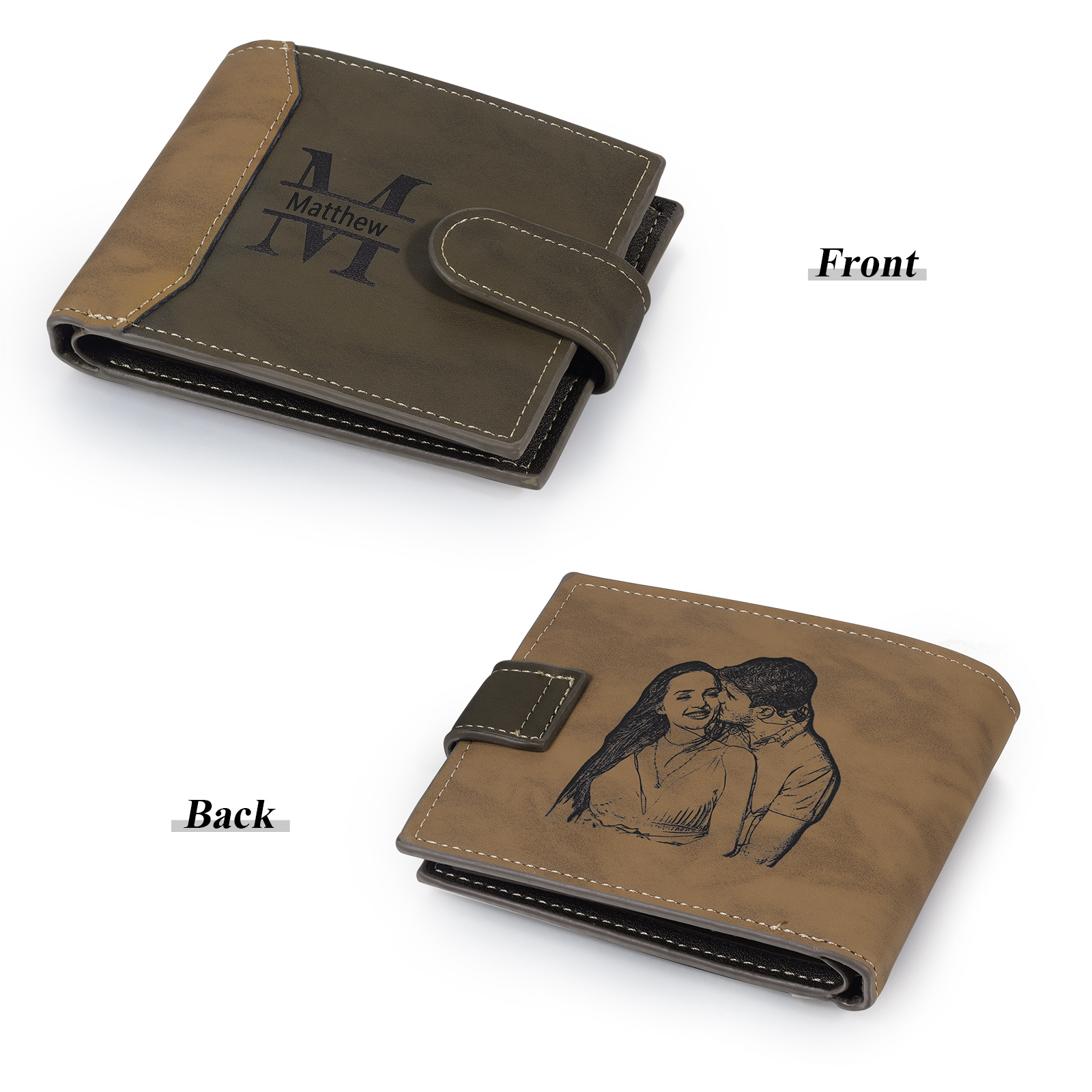 Portefeuille Classique 1 Prénom et Lettre Personnalisés avec Photo Porte-Monnaie Carte