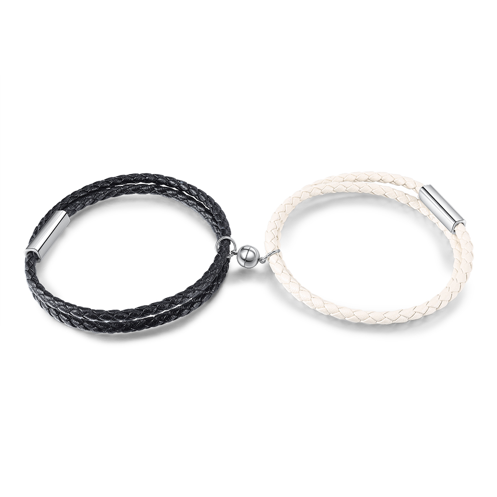 2PCS Bracelets en commun 2 Prénoms Personnalisés avec date Noeud Coulissant｜Jessemade