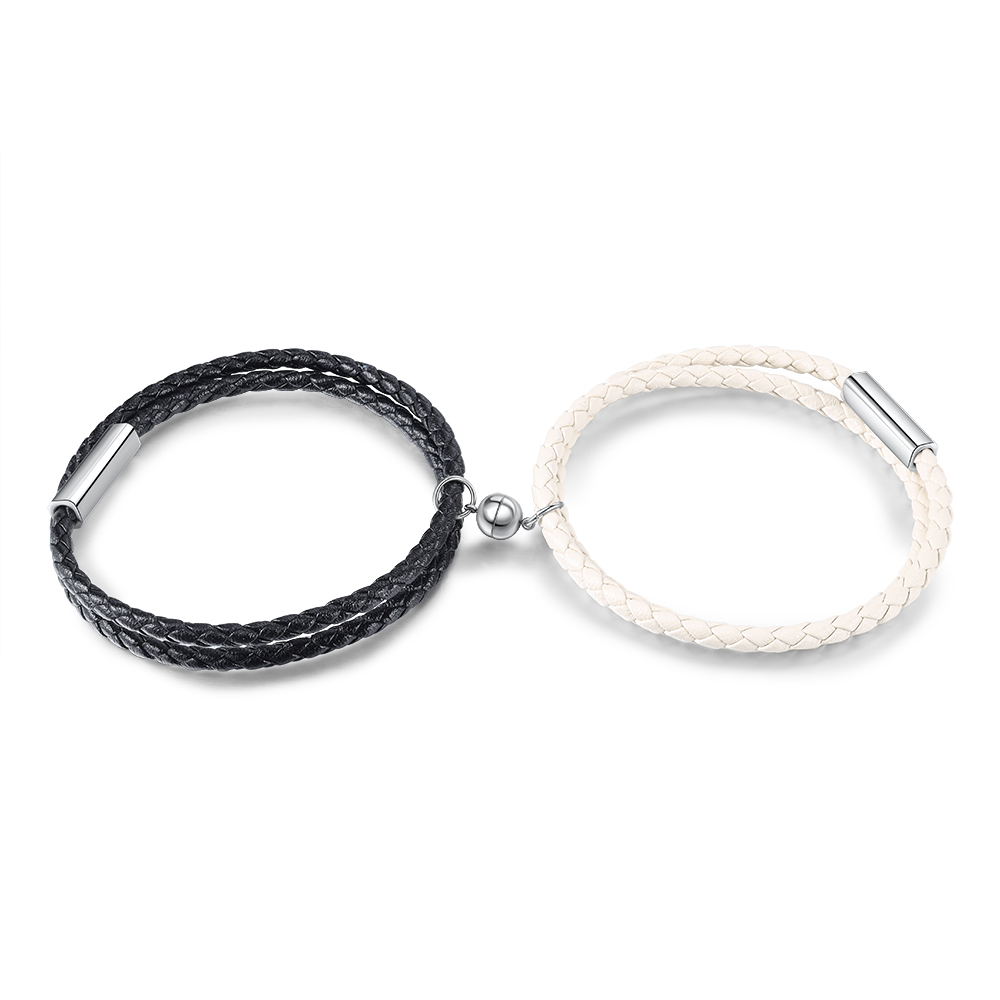 2PCS Bracelets en commun 2 Prénoms Personnalisés avec date Noeud Coulissant｜Jessemade