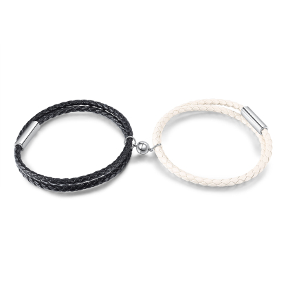 2PCS Bracelets en commun 2 Prénoms Personnalisés avec date Noeud Coulissant｜Jessemade