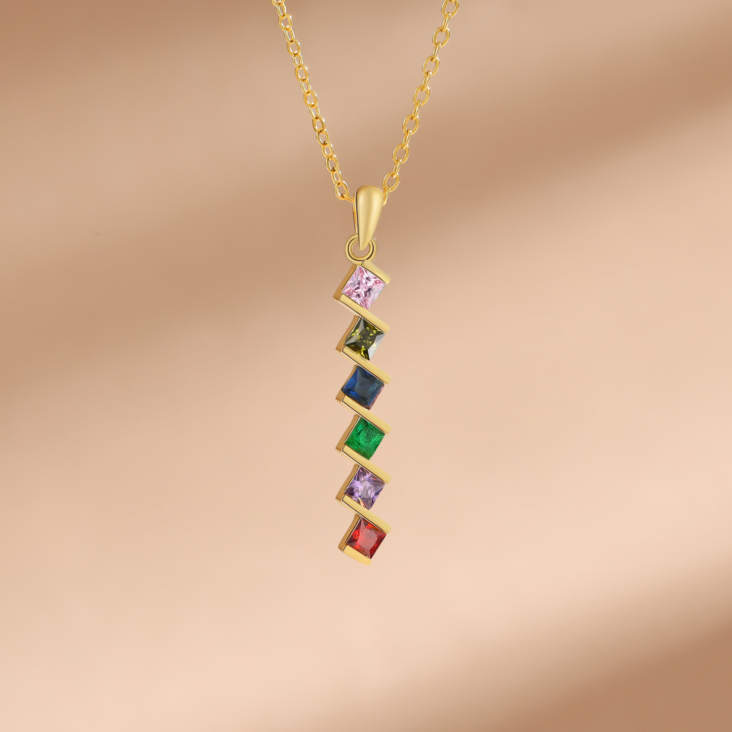 Collier Femmes 6 Pierres de Naissance Personnalisés