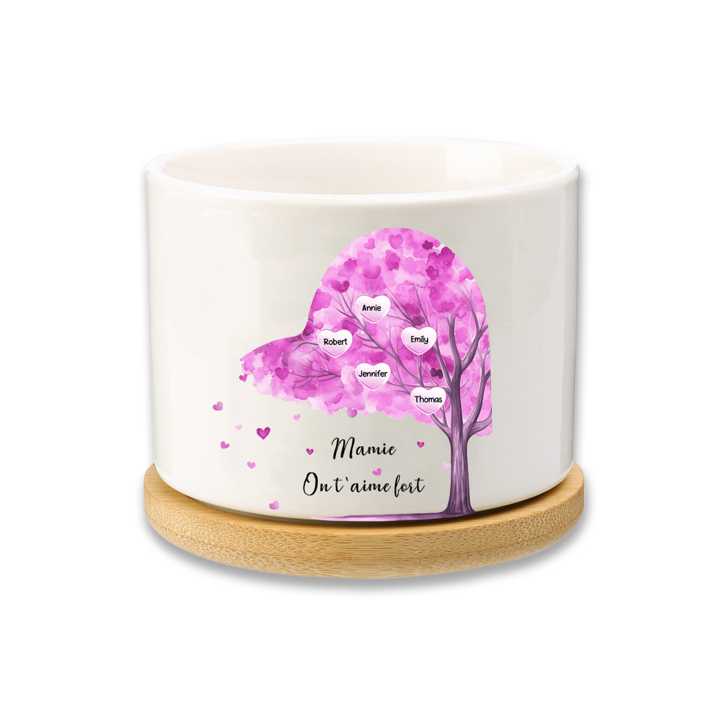 Vase/Pot de Fleurs Arbre 5 Prénoms et 1 Texte Personnalisés Décoration de la Maison (sans plantes)