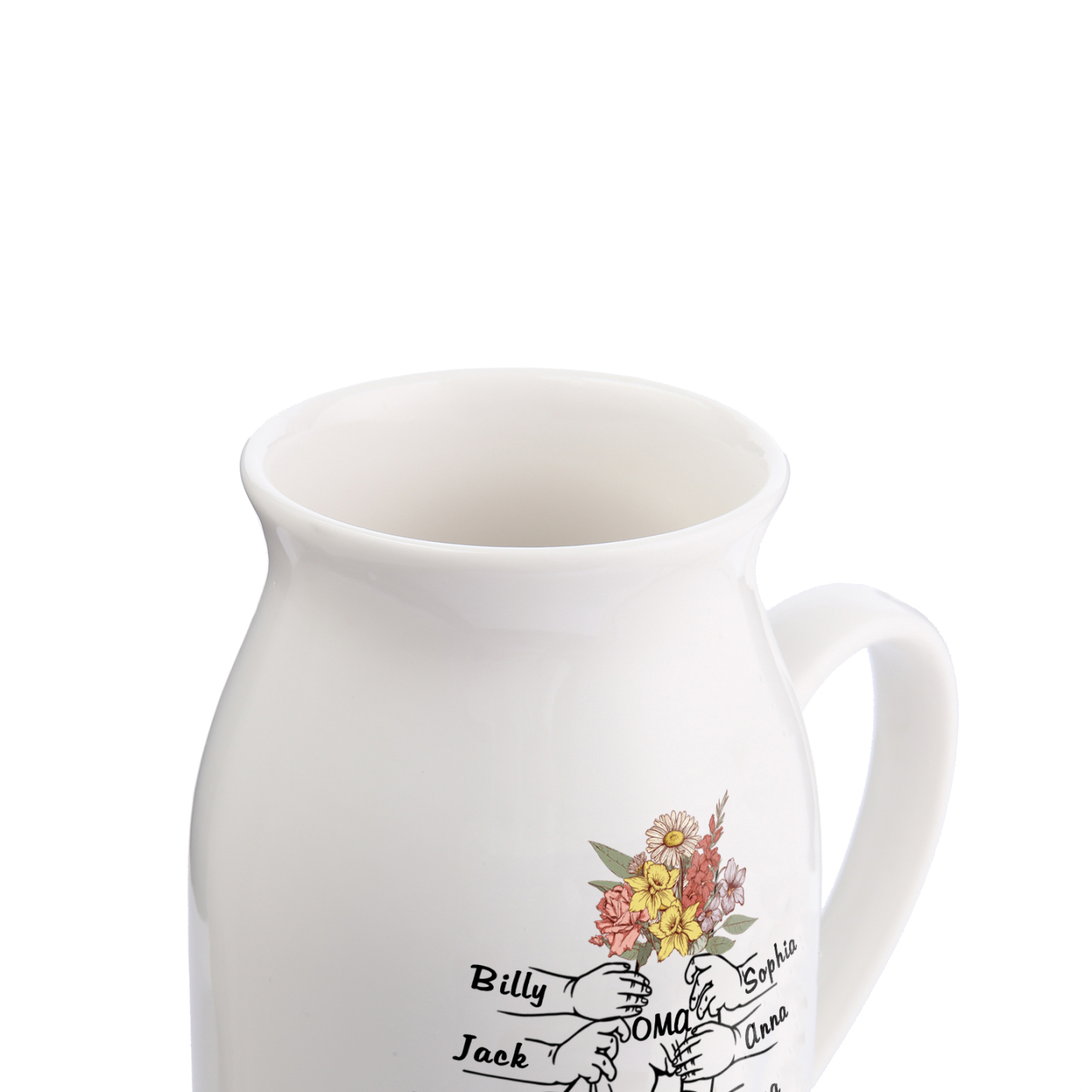Vase à Fleurs la main dans la main 8 Prénoms Personnalisés avec Texte Décoration de la Maison