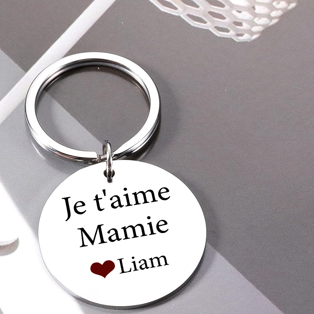 Porte-Clés 1 Prénom et Photo Personnalisés pour Mamie