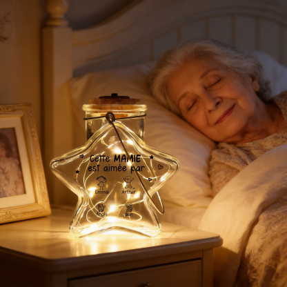 Bocal lumineux LED en verre étoilé Personnalisé pour Maman ou Mamie