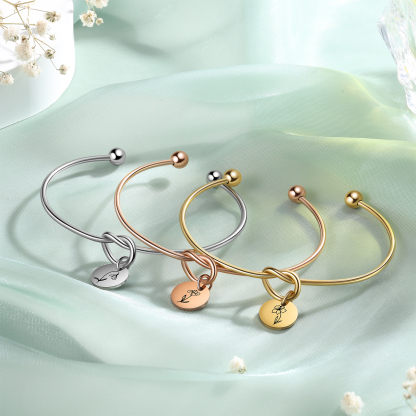 Bracelet Jonc Fleur de Naissance Personnalisé