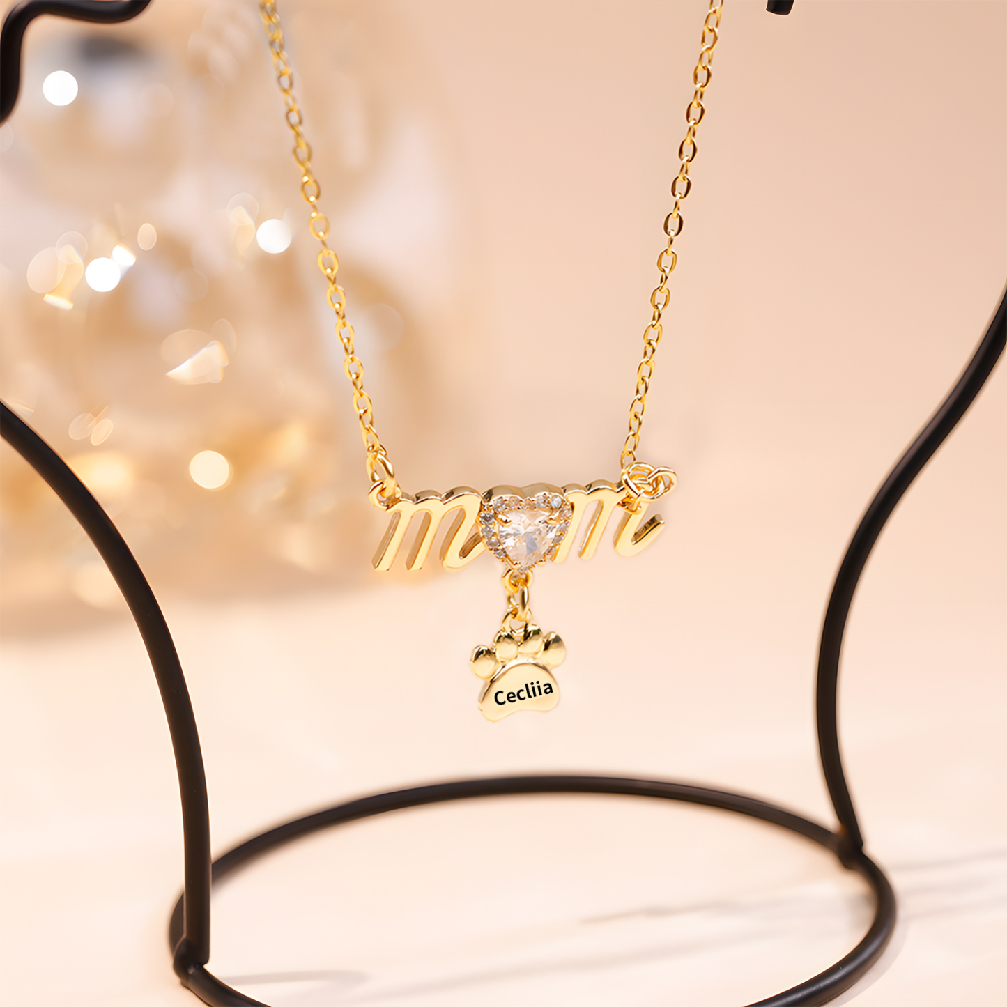 Collier Pendentif Petite Patte 1 Prénom Personnalisé Collier pour Maman