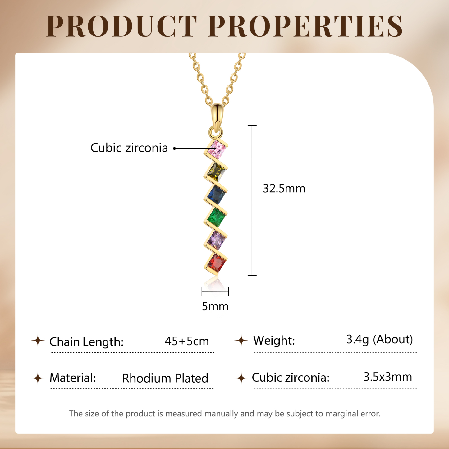Collier Femmes 6 Pierres de Naissance Personnalisés