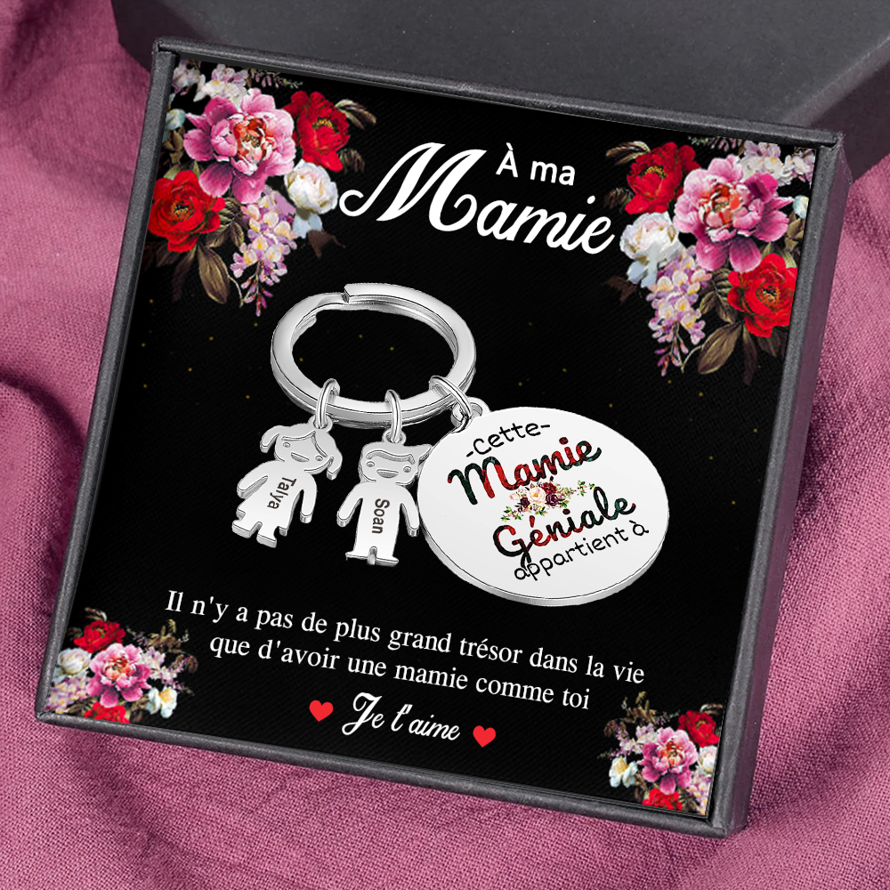 À Ma Mamie - 1-5 Noms Porte-Clés Personnalisés Avec Breloques Enfants