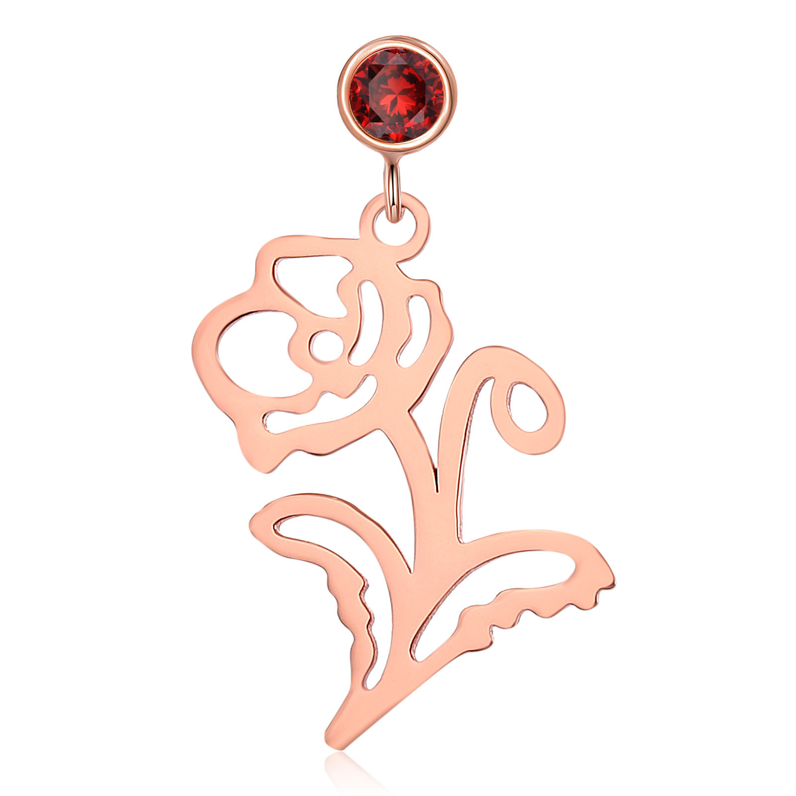 Boucle d'oreille Fleur de Naissance Personnalisé avec Pierre de Naissance