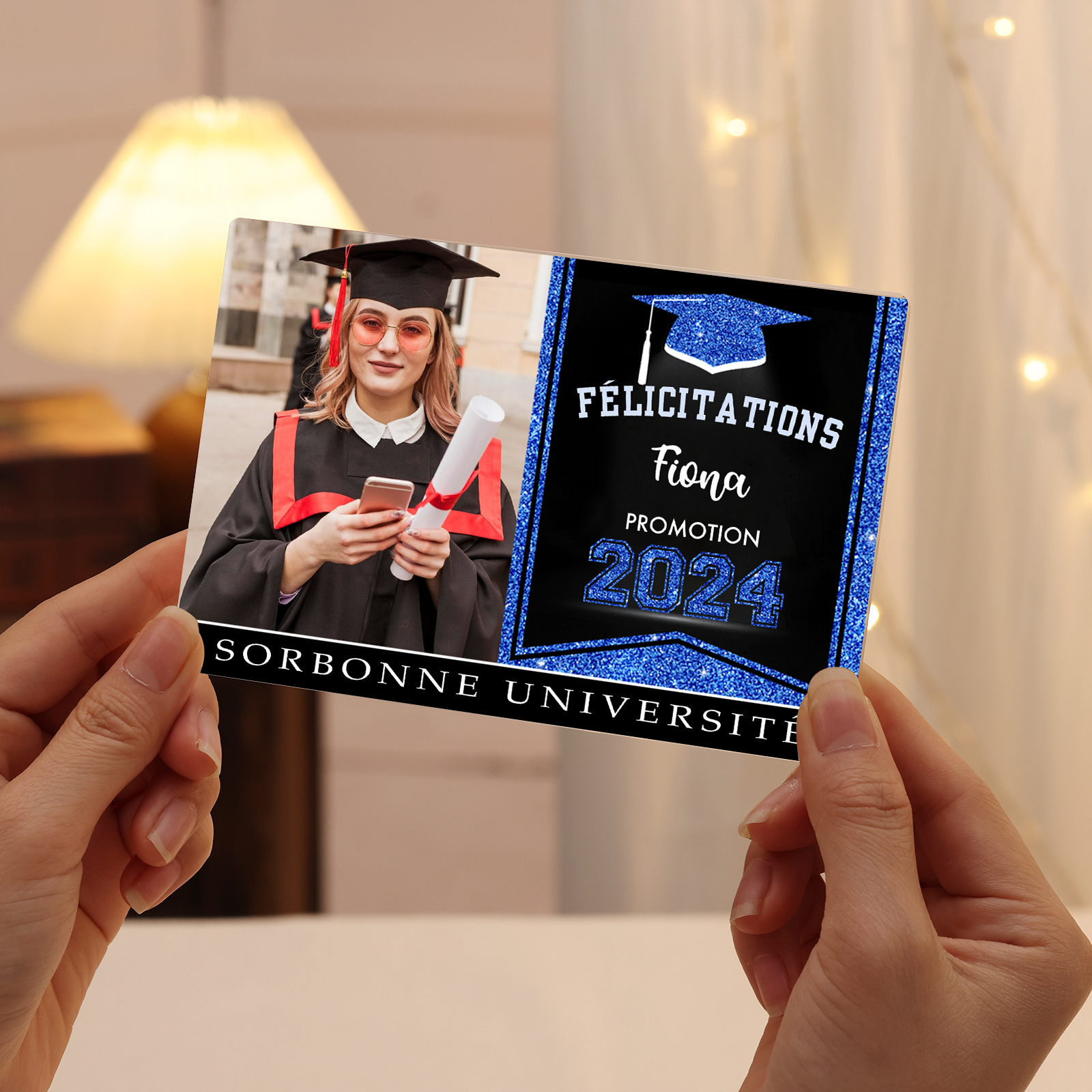 Plaque Acrylique Rectangle Diplômés Prénom et Photo Personnalisés avec Années et Texte Cadeau de Graduation