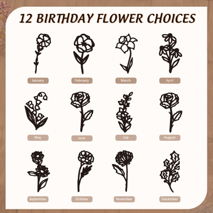 À ma Maman - Décoration en bois Fleurs 3 Prénoms Personnalisés avec Fleurs de naissance Ornement pour Famille