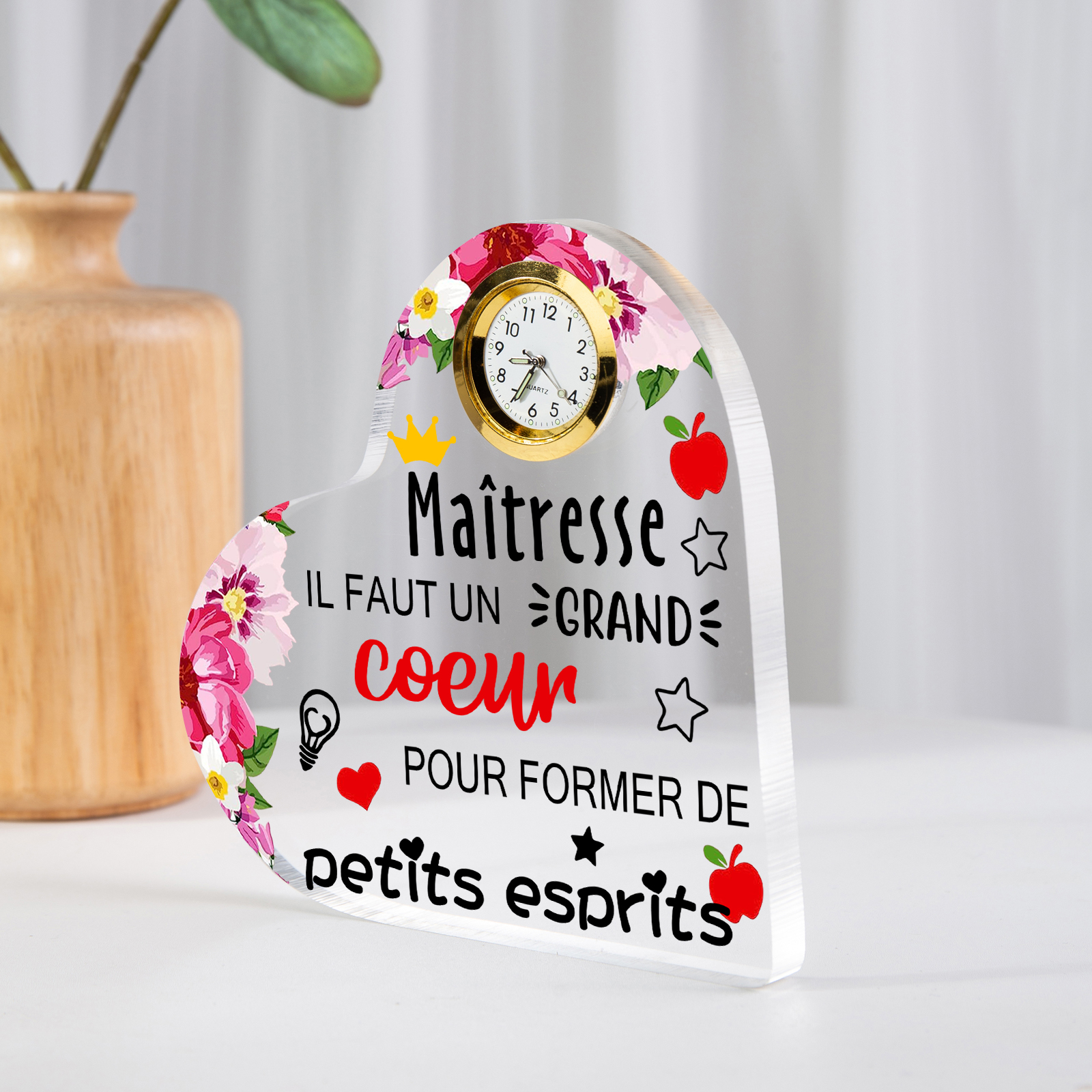 À Ma Maîtresse -Plaque Acrylique Coeur avec Horloge et Message Cadeau utile et touchant | Jessemade