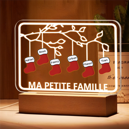 2-8 Noms Lampe de chevet Noël Chaussettes LED Lumières personnalisé avec Texte | Jessemade