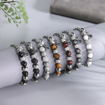 Bracelet Perles Projection de Pierres Photo Personnalisée