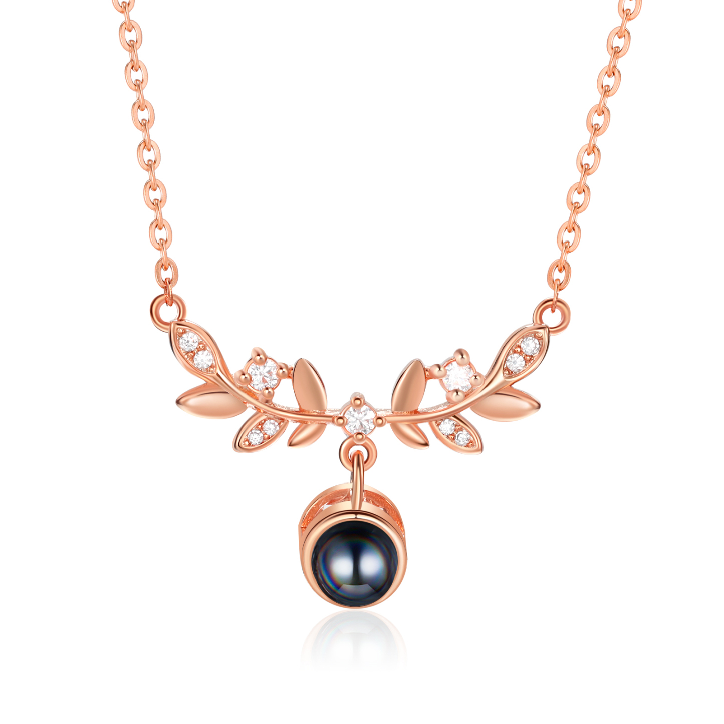 Collier Pendentif Feuille de Projection Photo Personnalisée